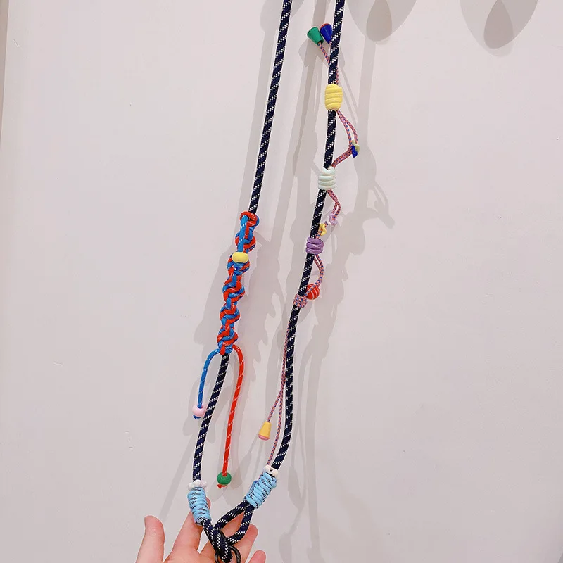Braided Crossbody Phone Strap for Women Colorful Dopamine Creative Small Batch Silicone Pad Daily Portable Lanyard