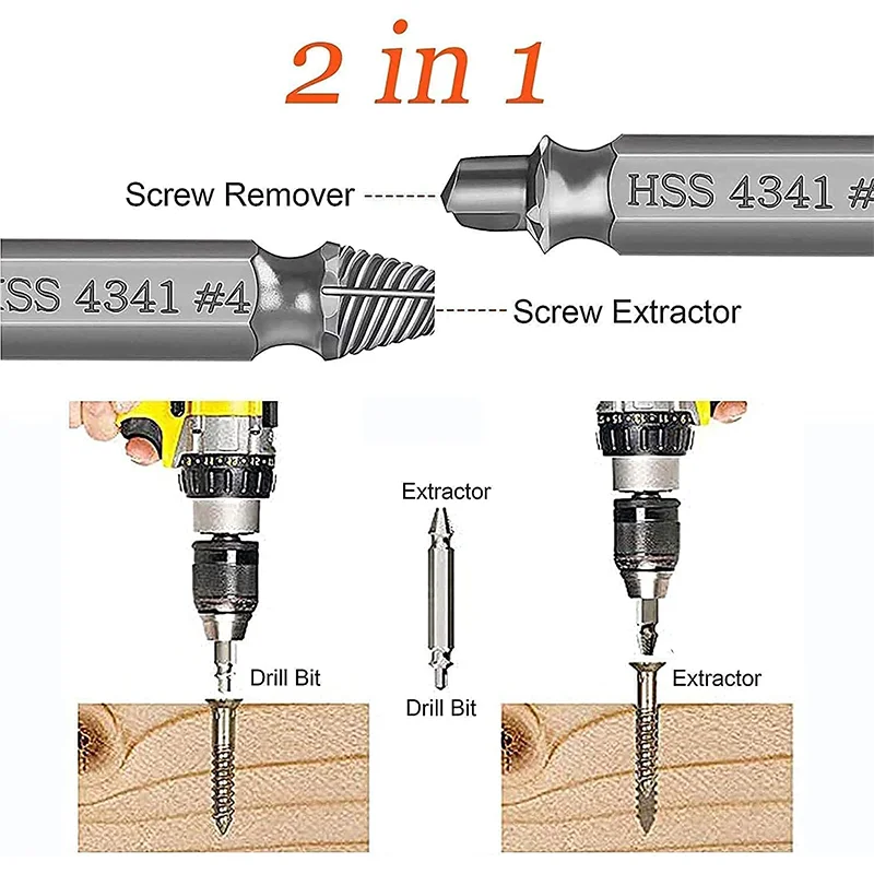 6pcs Damaged Screw Extractor Bit Drill Set Broken Speed Out Bolt Extractor Bolt Stud Remover Easily Take Out Demolition Tools