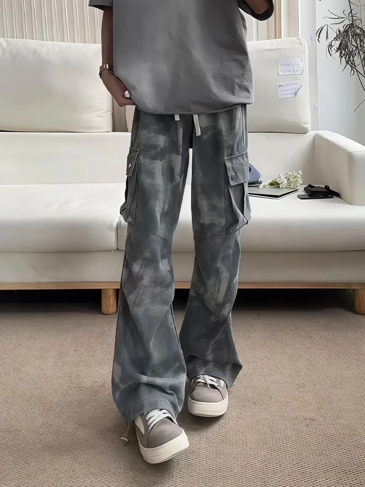 

Мужские джинсы с камуфляжным принтом Cleanfit, американская рабочая одежда в стиле ретро, плиссированные брюки с прямыми штанинами, повседневная одежда