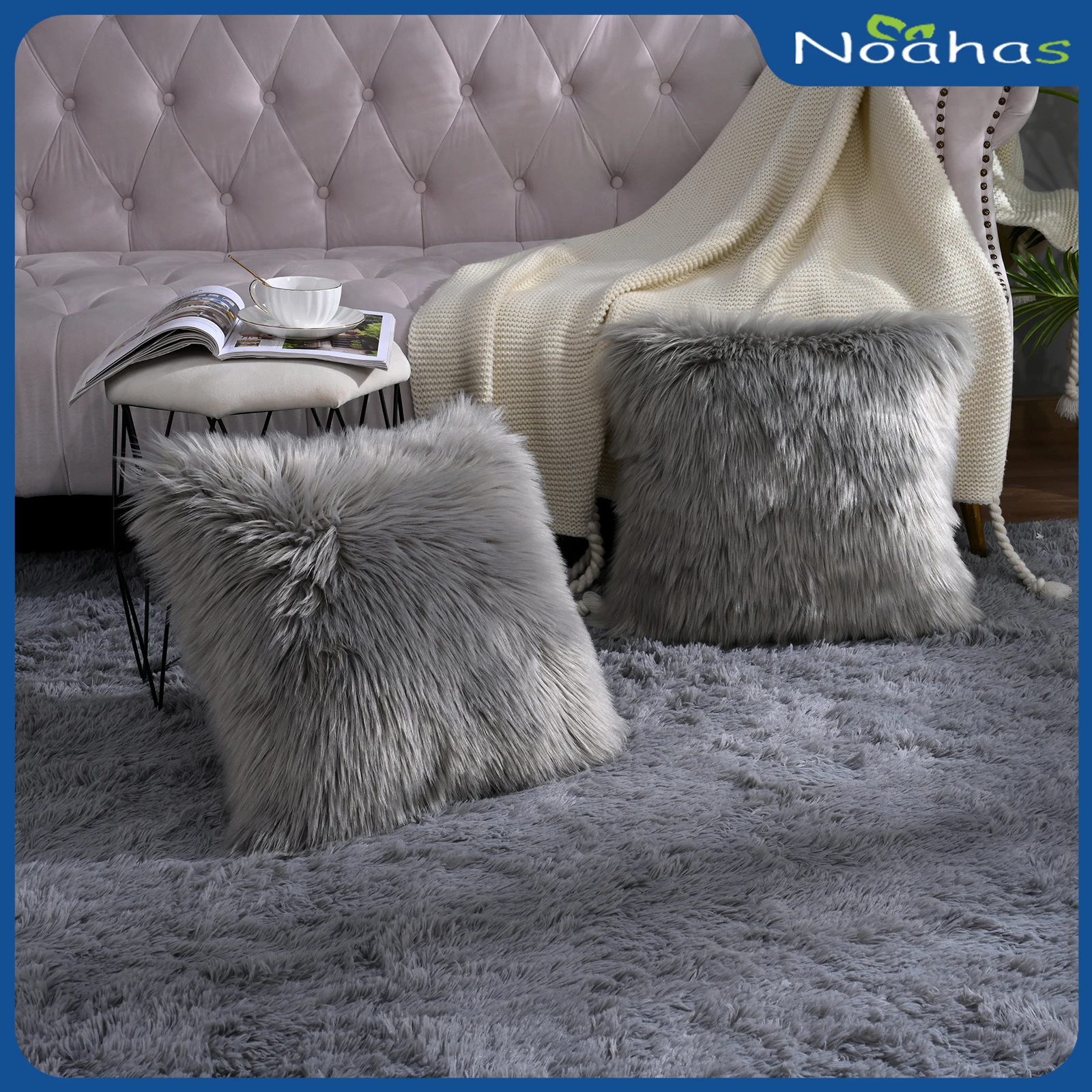 NOAHAS Faux Fur Pillow Case Decorative Pillows For Bed Sofa Cushions Cover Home Decoration Accessories