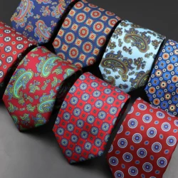 Novelty Bohemian Ties Men's Fashion Slik Polyester Neck Tie Skinny Blue Green Red Paisley Floral Gravata For Men Daily Wear Gift