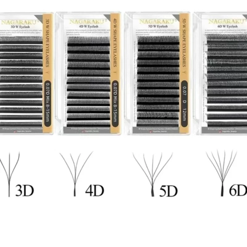 NAGARAKU Automatic Flowering W Shape  Bloom 3D 4D 5D 6D Premade Fans Eyelash Extensions Natural Soft Light Full Dense