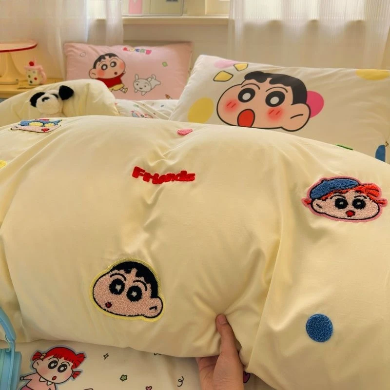 New Crayon Shin-chan high-value creative warm and comfortable four-piece cartoon cute student quilt cover sheet three-piece set view 6
