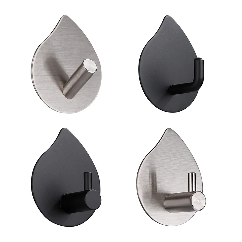 Self Adhesive Wall Bathroom Kitchen Stainless Steel Hooks Robe Towel Hanger For Bathroom Accessories Home Storage Cap Key Hook