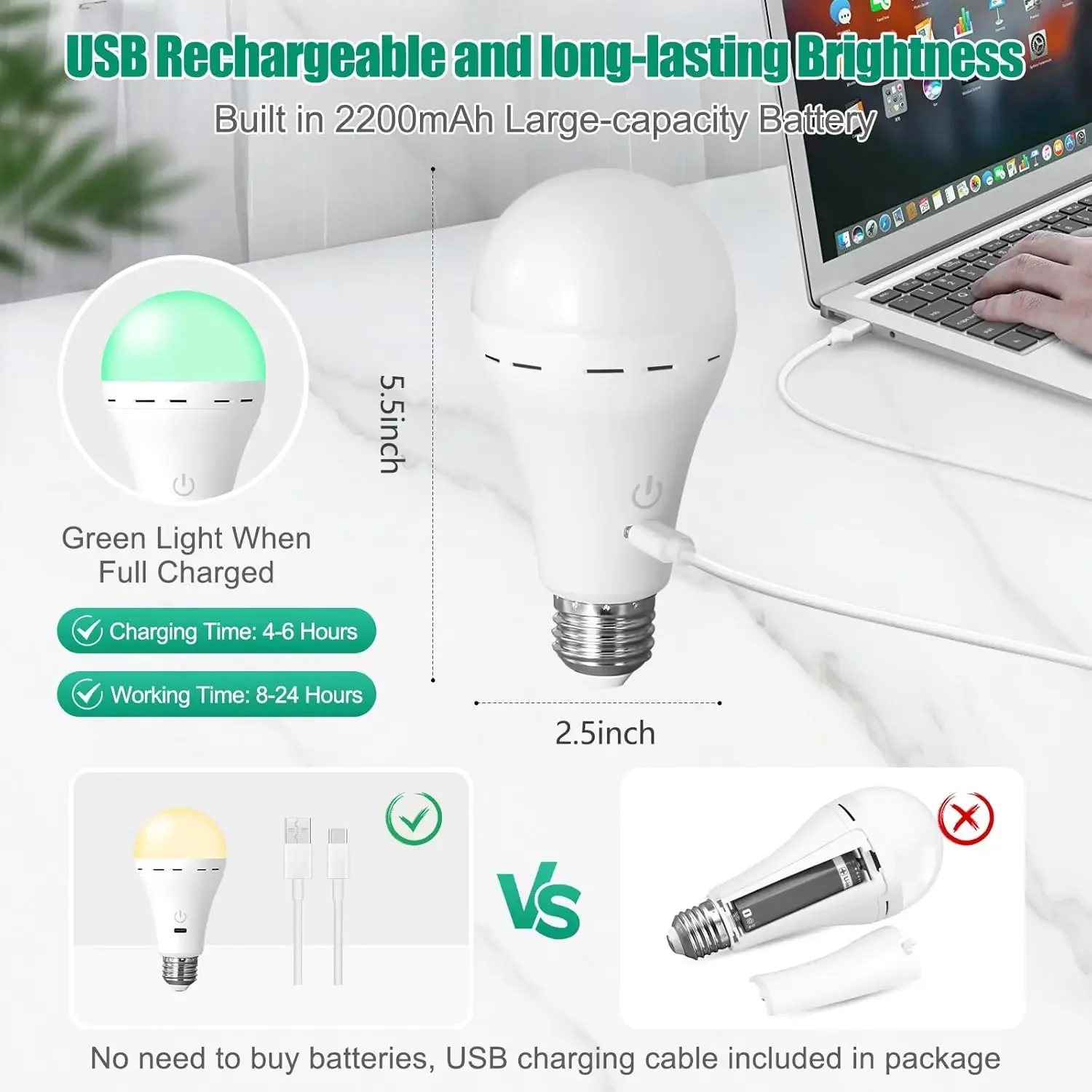 RGB/3 لون USB Led لمبة قابلة للشحن ضوء لمبة ذكية عكس الضوء E27 لمبات مع توقيت بطارية لاسلكية تعمل ضوء لمبة
