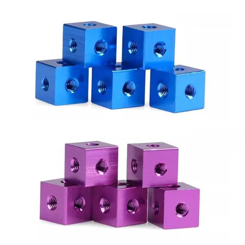 6-Sided M3 M4 M5 M6 Screw Holes Nut Block Aluminum Alloy Locking Connection Square Nut Bracket Fixing Thread Plate Block Cube