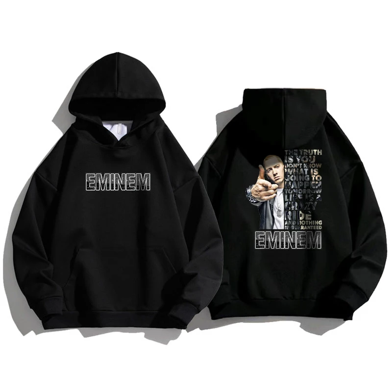 Eminem Men's and Women's Hoodies Plain Knit Cotton Rapper Harajuku Style Clothing Comfortable in Cotton Hip Hop Punk