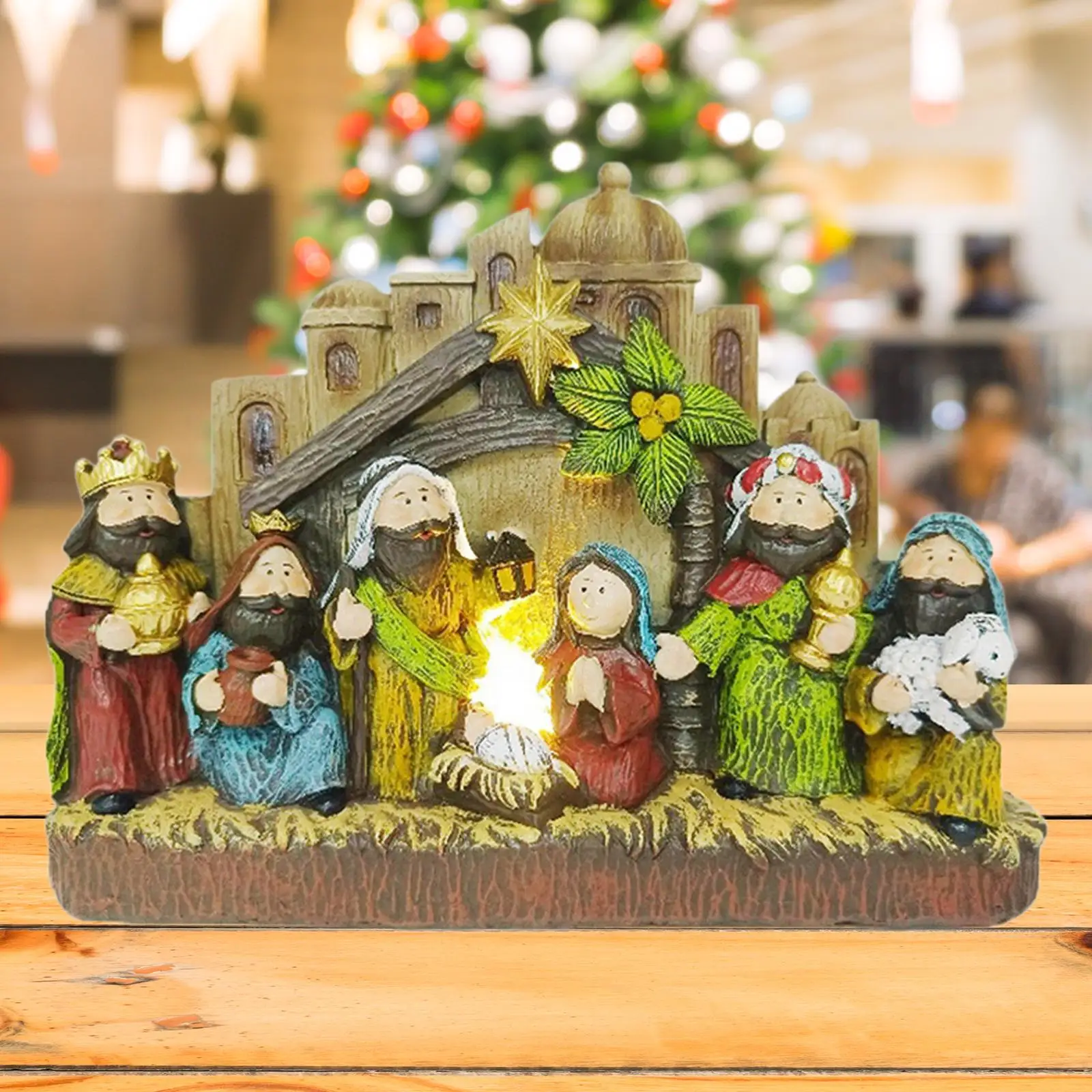 Nativity Scene Figurine Religious Craftwork Holy Family Birth Ornament of Jesus Jesus Child for Desktop Christmas Office Home