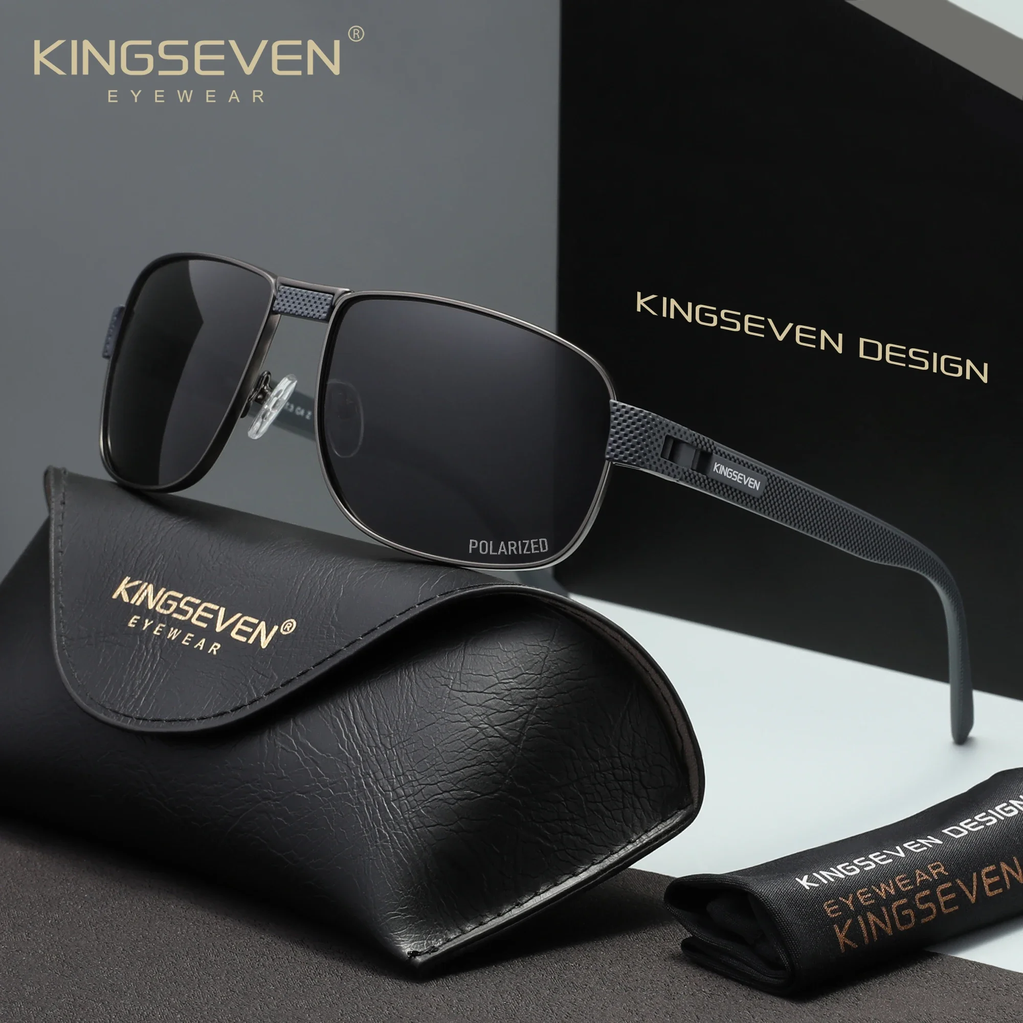 

KINGSEVEN Male's Polarized UV400 Sunglasses Large Frame Vintage Retro Classical Glasses Men Women Outdoor Driving Eyewear