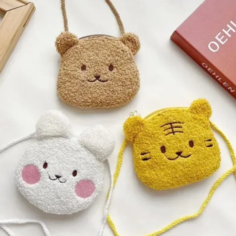 

Мультяшный мягкий медведь, кролик, тигр, детский кошелек для монет, милая детская сумка на молнии с животными, сумка через плечо для девочек и мальчиков, мини-сумочка, подарки