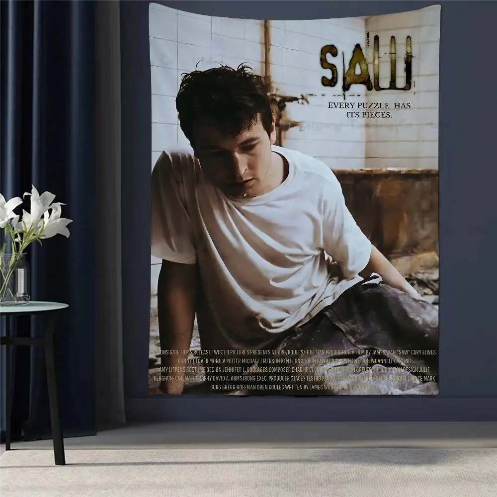 

Horror Movie Saw Cartoon Tapestry Art Science Fiction Room Home Decor Wall Hanging Sheets