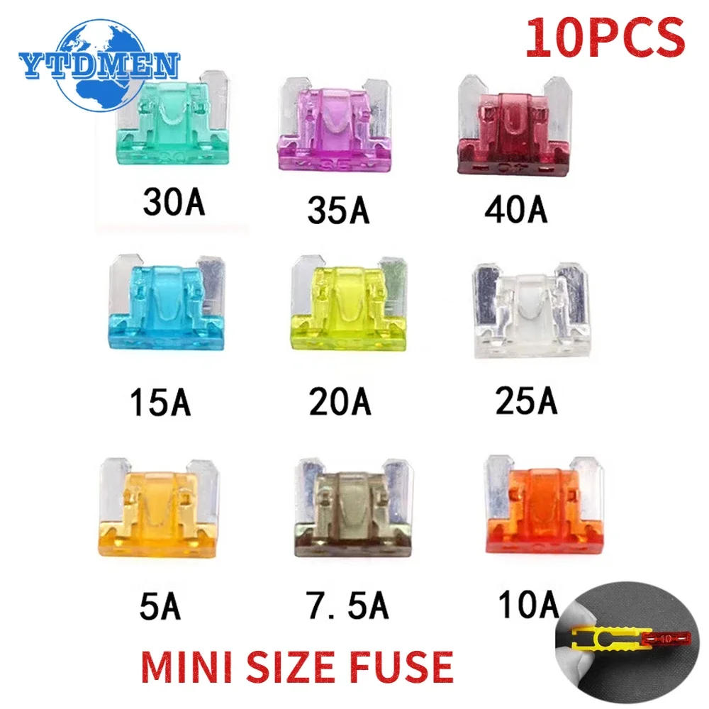 10PCS Micro Auto Sicherung Blade Typ Mini Sicherung Set 5A 7,5 A 10A 15A 15A 20A 25A 30A 35A 40A mit Clip