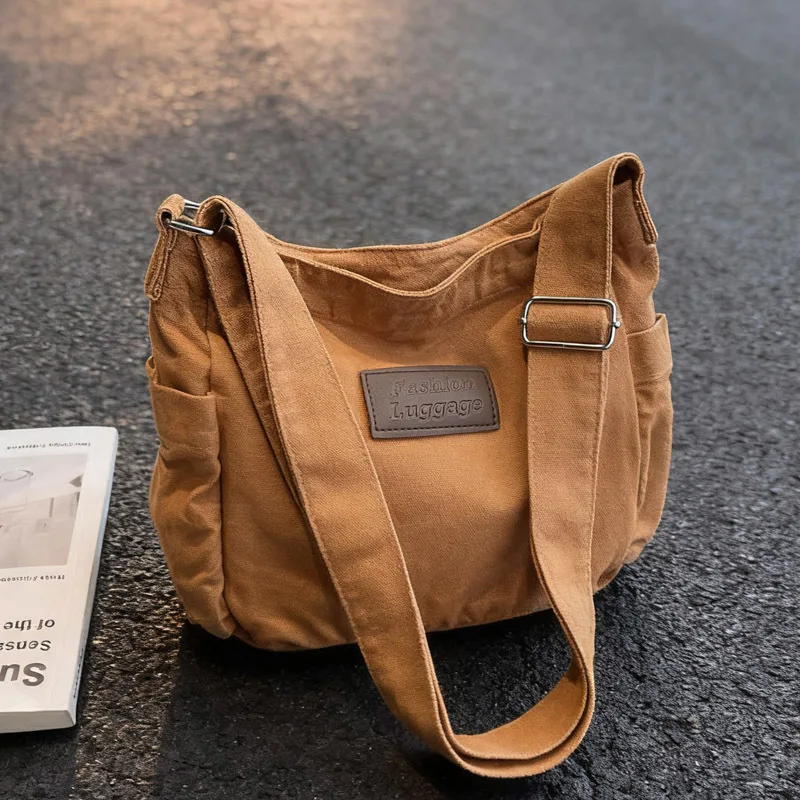 

New Retro Canvas Crossbody Bag Simple Letter Print Casual Shoulder Bag for Women Textured Casual and Versatile Messenger Bags