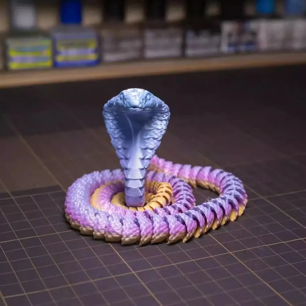 Flexible 3D Printed Snake Realistic Multicolor Simulated Snake Ornament 60/80cm Rotatable Animal Simulation Model