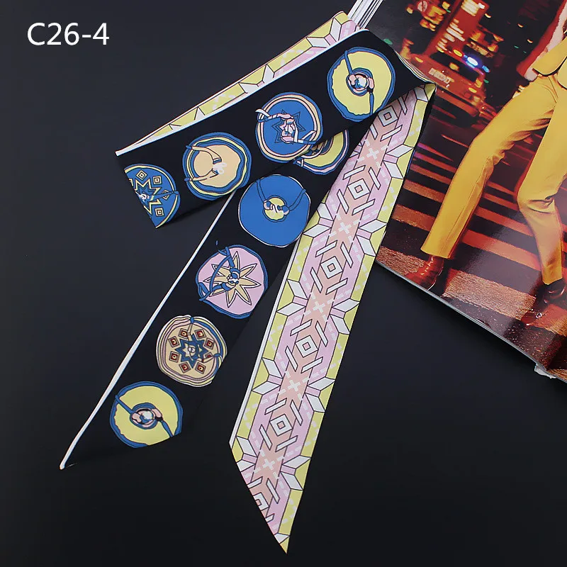 New Fashion Print Scarf Women Small Silk Scarf Luxury Brand Bag Ribbons Fashion Head Scarf Hot Sale Long Scarves C26