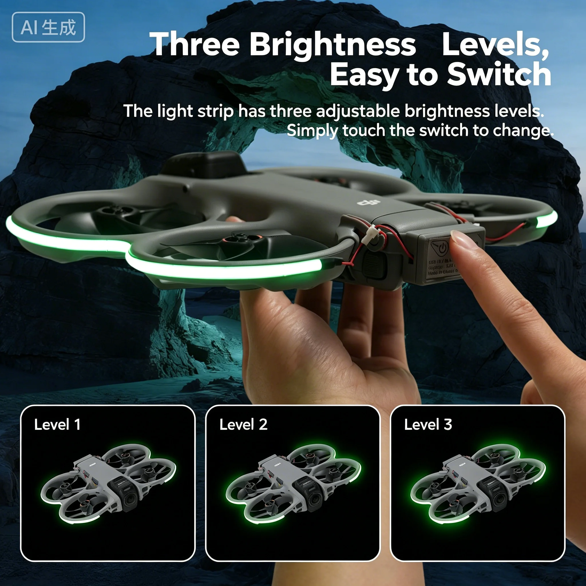 For DJI Avata 360 RGB LED Light Strip, Colorful Night Flight Warning Lamp Rechargeable Drone Light Accessories