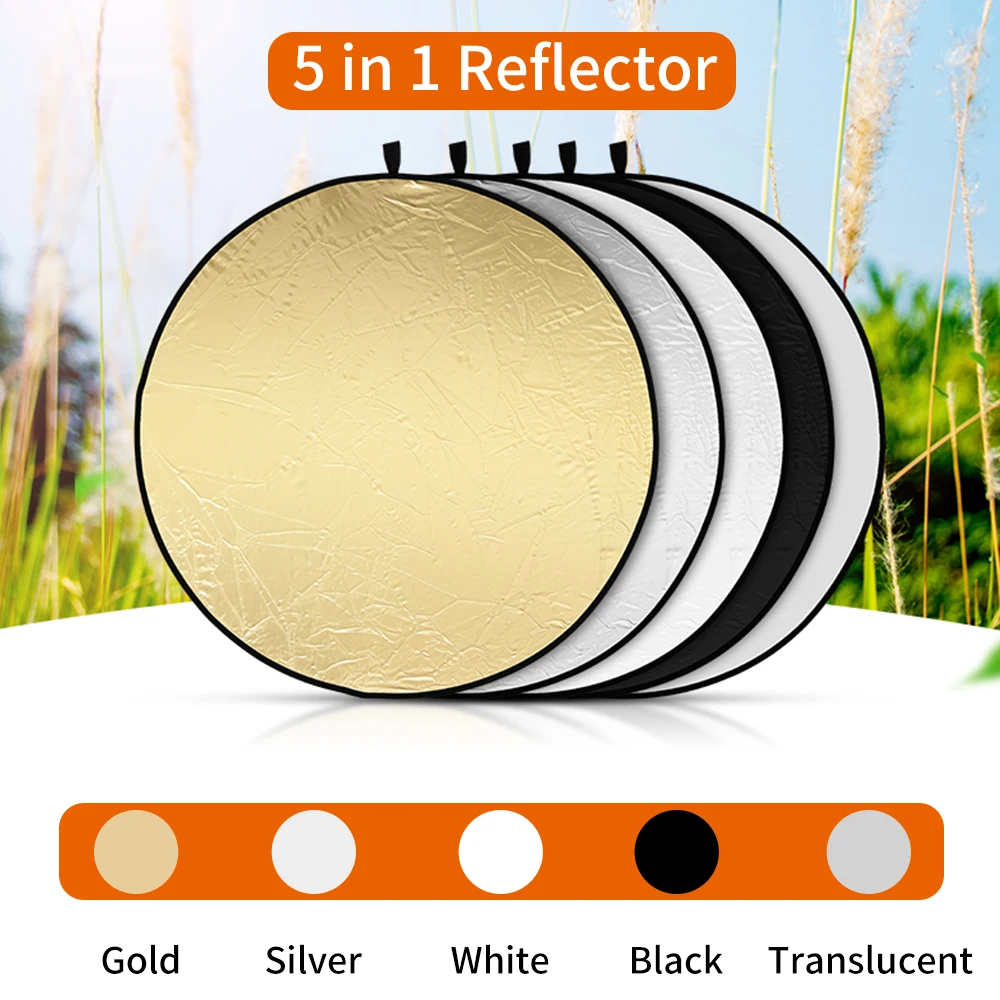 Soonpho Reflector Photography 80CM 5 In 1 For Flash Light Diffuser Screen For Photo Studio Photography Background Accessories