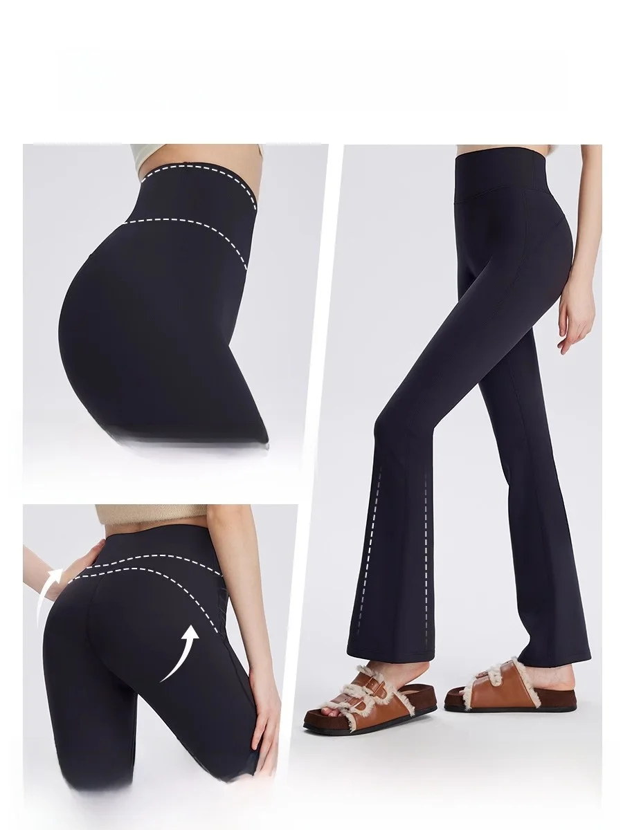 กางเกงโยคะผู้หญิง Thiened Fce ดีไซน์หนังอาร์คสกิน สำหรับฤดูใบไม้ร่วงและฤดูหนาว กางเกงขายาวอุ่นสบาย รุ่น Bla Bell Bot Base Layer