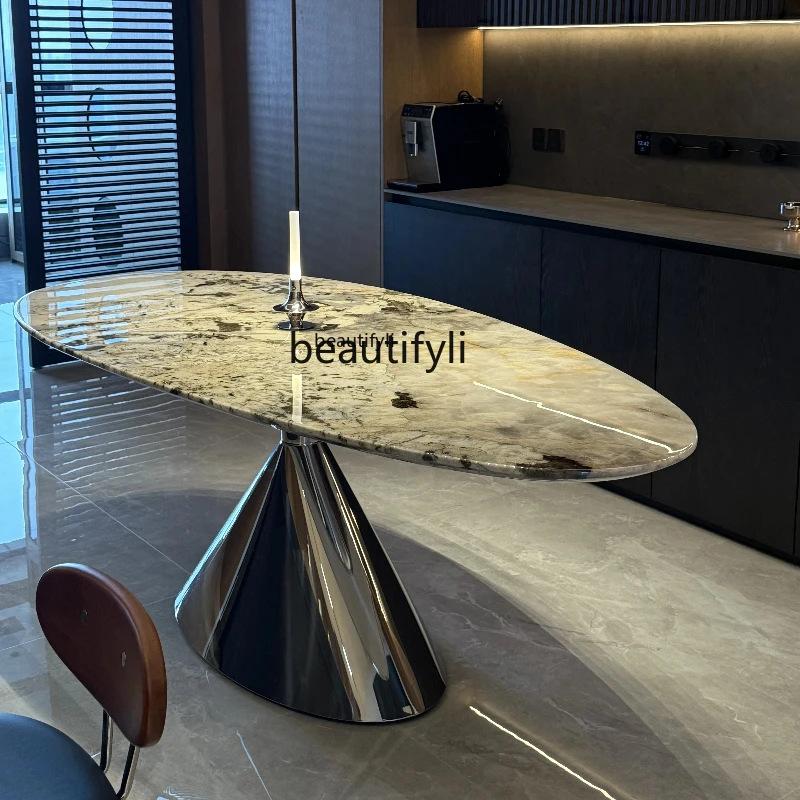 

High-end Marble Dining Table Natural Luxury Stone Dining Table Italian Style Small Apartment