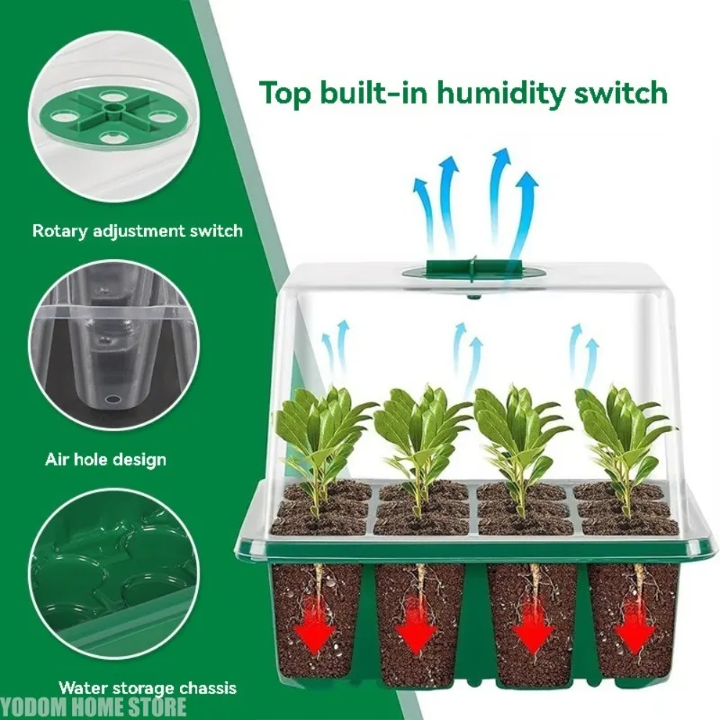 

Набор для выращивания рассады: мини-теплица, 5 лотков для проращивания семян, подставка для выращивания растений, коробка для посадки