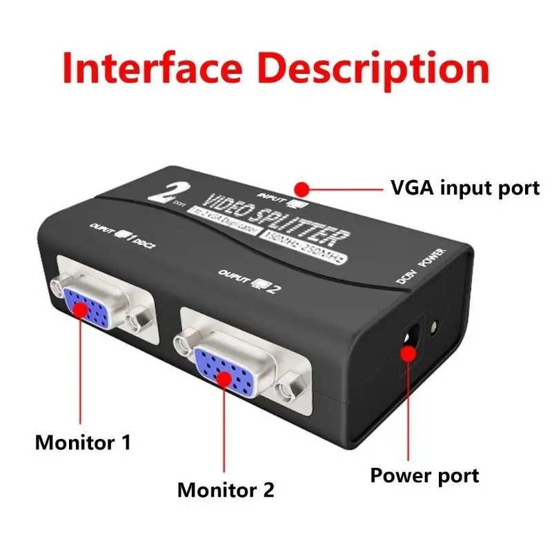 31BA VGA Splitter For Enhances Display On Multiple Devices 150mhz-250Mhz Bandwidth