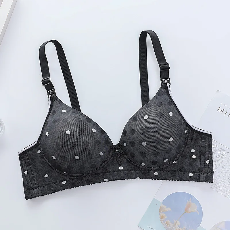 Female New Spandex Underwear Female Thin Non-steel Ring Underwear Women Gathered Comfortable Brassiere Ladies Printed Brassiere