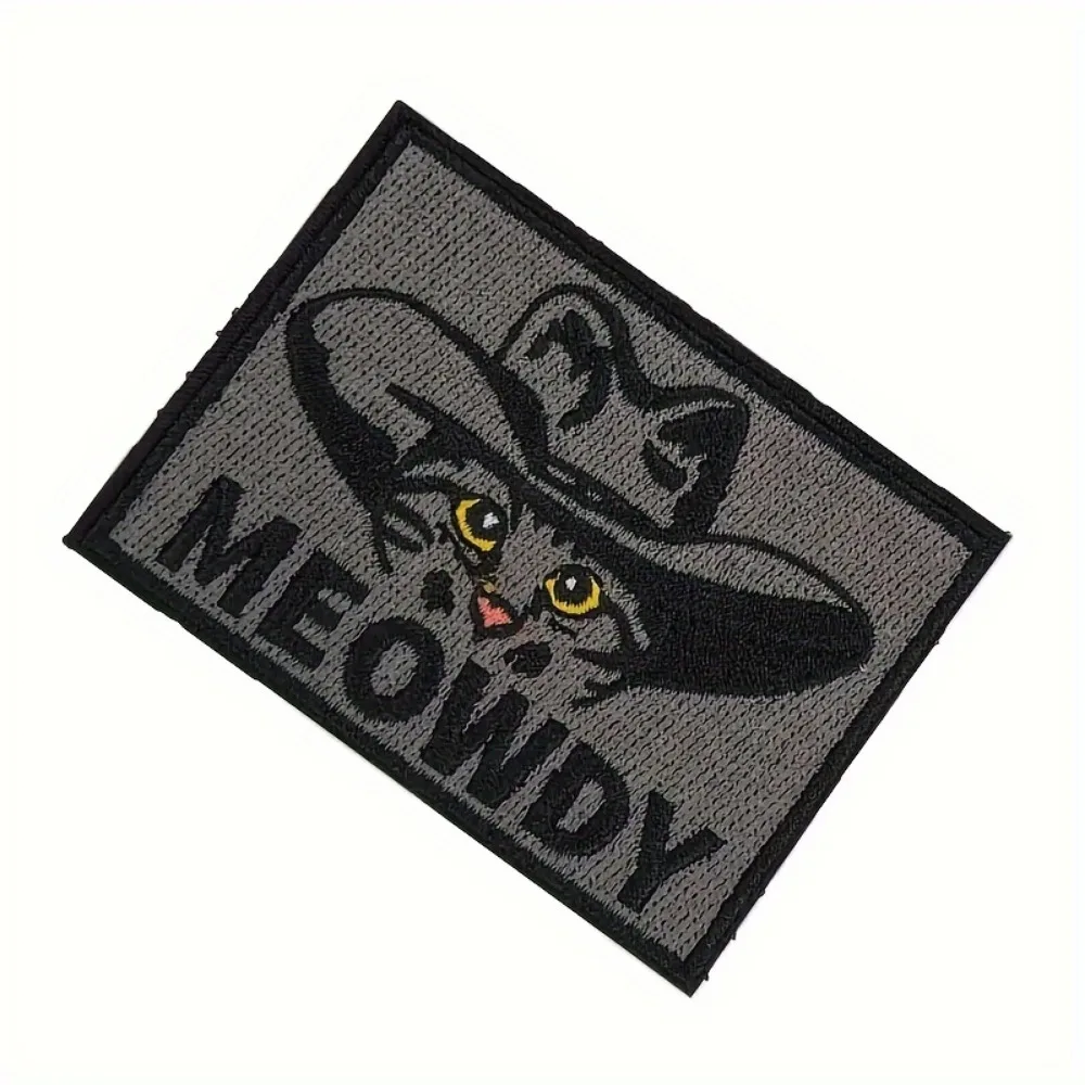 1pc Meowdy Cute Kitty Cat Animal Funny Velcros Patch Hook Loop Tactical Morale Badge, Embroidered for Molle Backpacks, Jackets