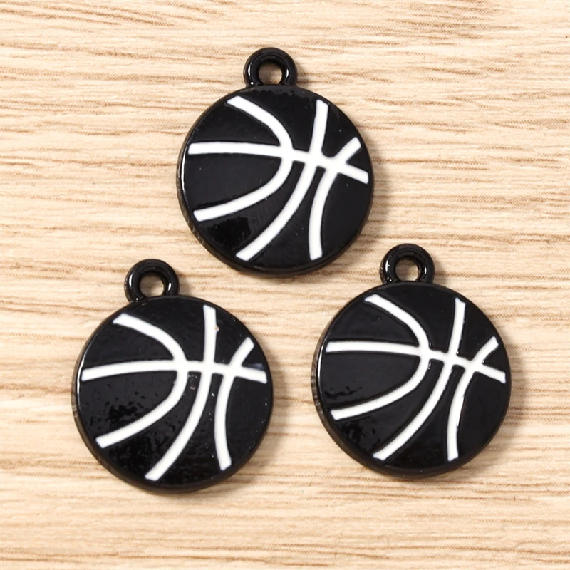 10 Stück 15x18mm Niedliche Emaille-Sport-Basketball-Anhänger für die Herstellung von Anhängern, Halsketten, Ohrringen, Armbändern, DIY-Bastelarbeiten und Schmuckzubehör – Detail 7