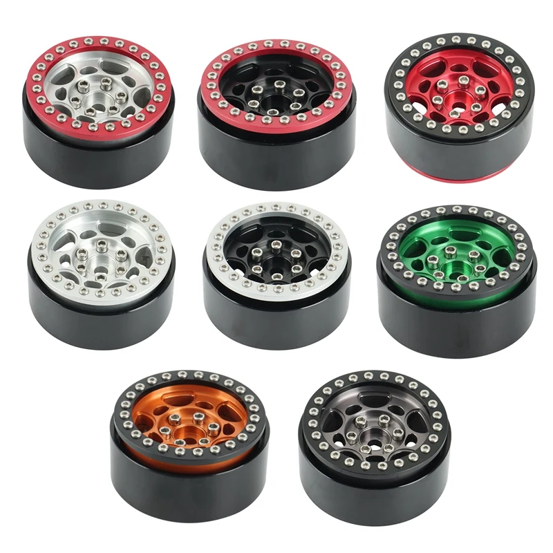 4PCS 1.9 Metal Beadlock Wheel Hub Wheel Rims For 1/10 RC Crawler Axial SCX10 90046 AXI03007 Traxxas TRX4 RC4WD D90