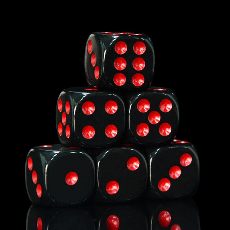 10Pcs High Quality 16mm Red Black Six Sided Spot D6 Playing Games Dice Set Opaque Dice For Bar Pub Club Party Board Game image 6