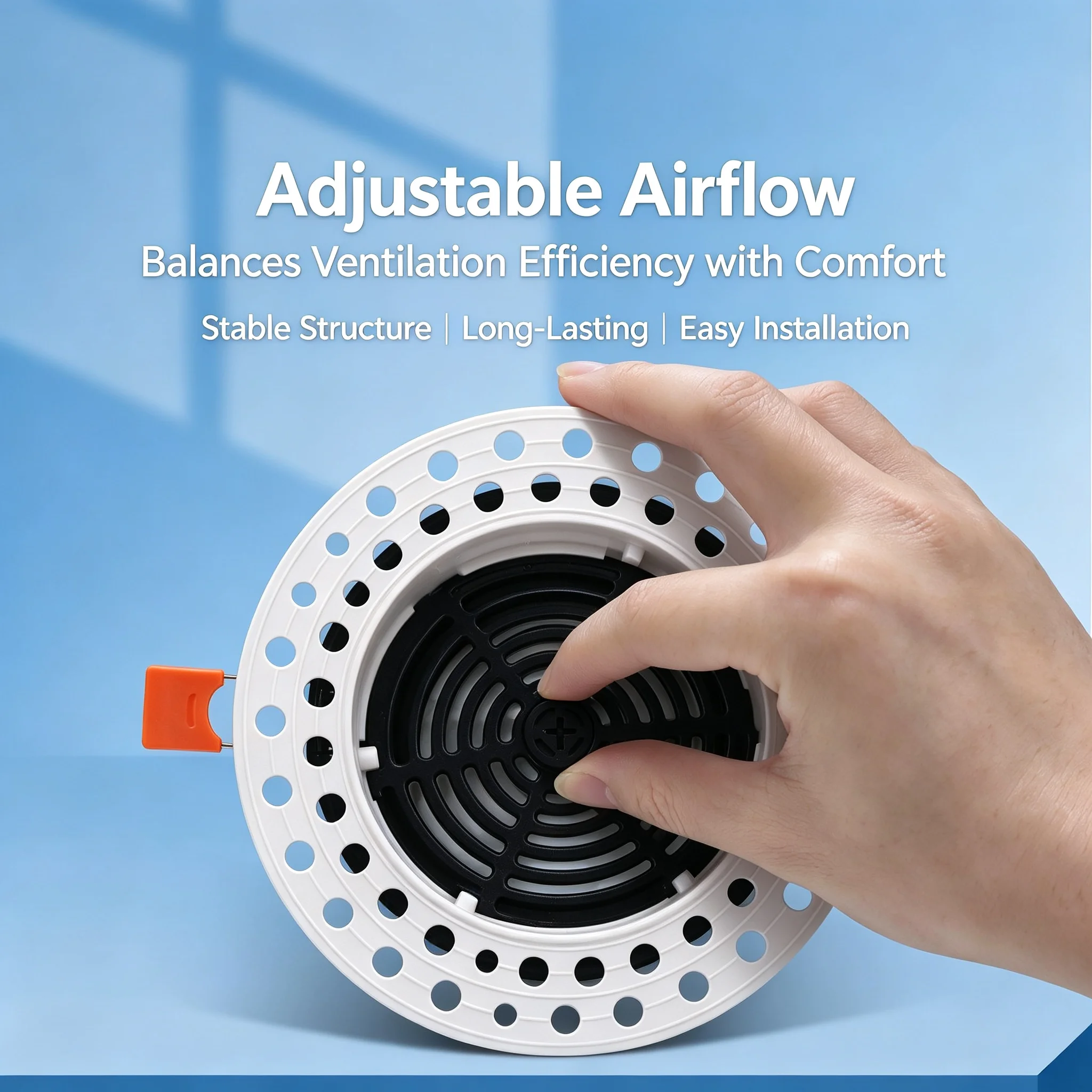 Hon&Guan Frameless Recessed Air Vent, Spring-Click Round Diffuser, Adjustable Airflow Removable Panel Ceiling Ventilation Cover