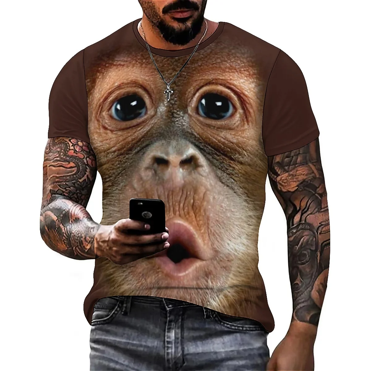 Street Style Men's 3D Printed Short-Sleeve T-Shirt - Couples' Outfit Top