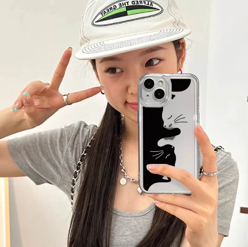 Cartoon Animal Cute Cat Clear Case For iPhone 16 Pro 17 15 14 13 12 11 Pro Max 7 8 Plus X XS 16E Shockproof Silicone Soft Funda view 5
