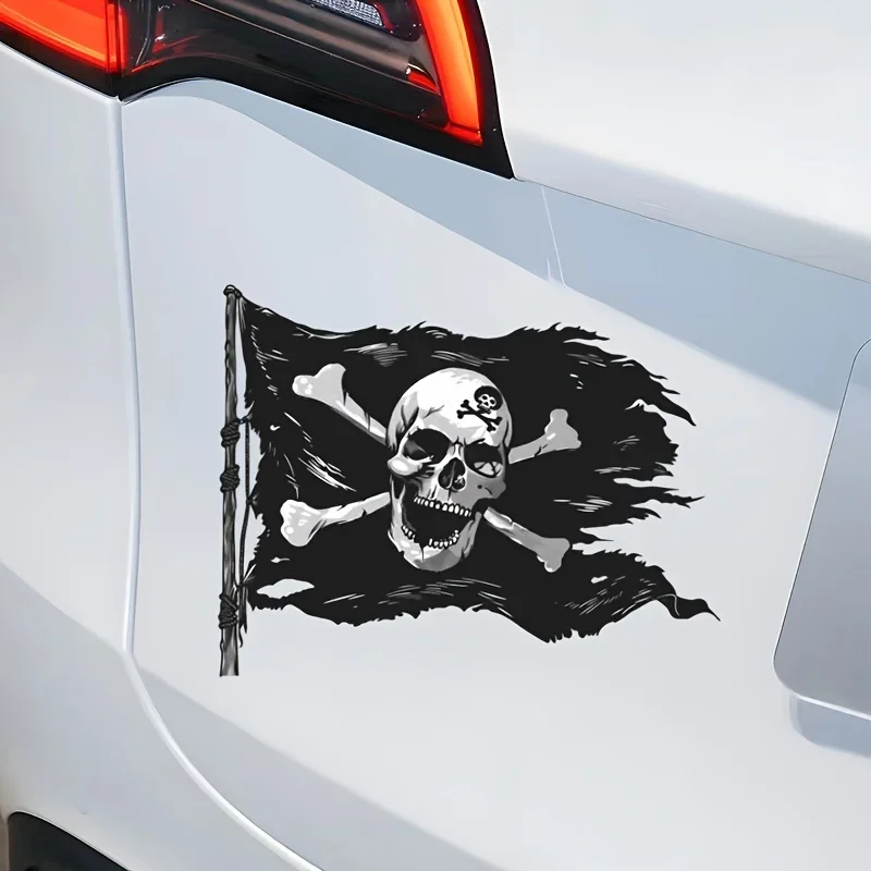 1 adesivo bandiera pirata "Jolly Roger" - simbolo pirata iconico, decalcomania decorativa rimovibile per casco, bagagli e materiale scolastico