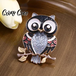 Cring Coco Fashion Cute Enamel Owl Brooch Pin Novelty Product Jewelry Women's Cartoon Animal Brooches for Women Bag Party 2024
