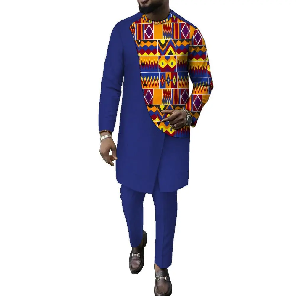 

2026 African Printed Ethnic Men's Casual Suit, African Clothing, 2-piece Shirt and Trousers, Ankara Clothing men suits