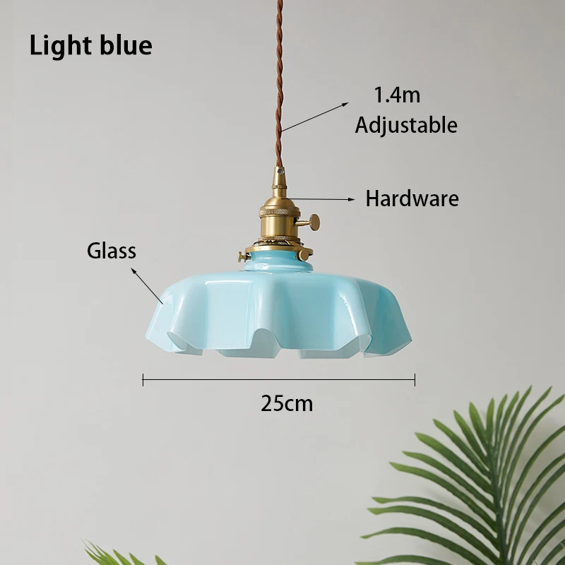 Moderne glazen bloem lange hanglamp met schakelaar aluminium volledig koperen lampkop slaapkamer nachtkastje en eetkamerverlichting