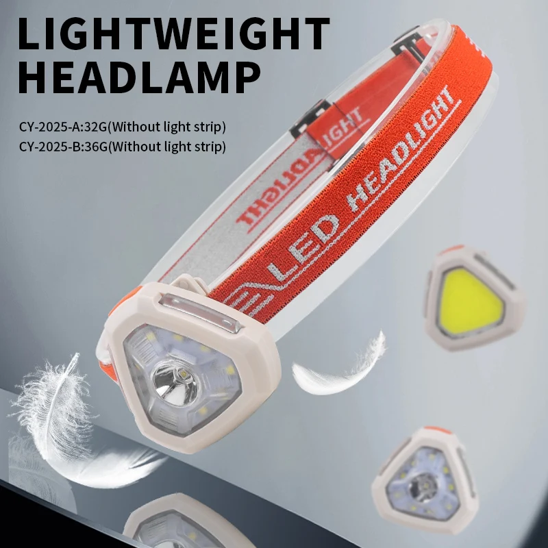 New arrival LED Headlamp Waterproof COB Lantern Head Lamp Type-c Rechargeable Mini Headlight Work Light  Fishing Torch