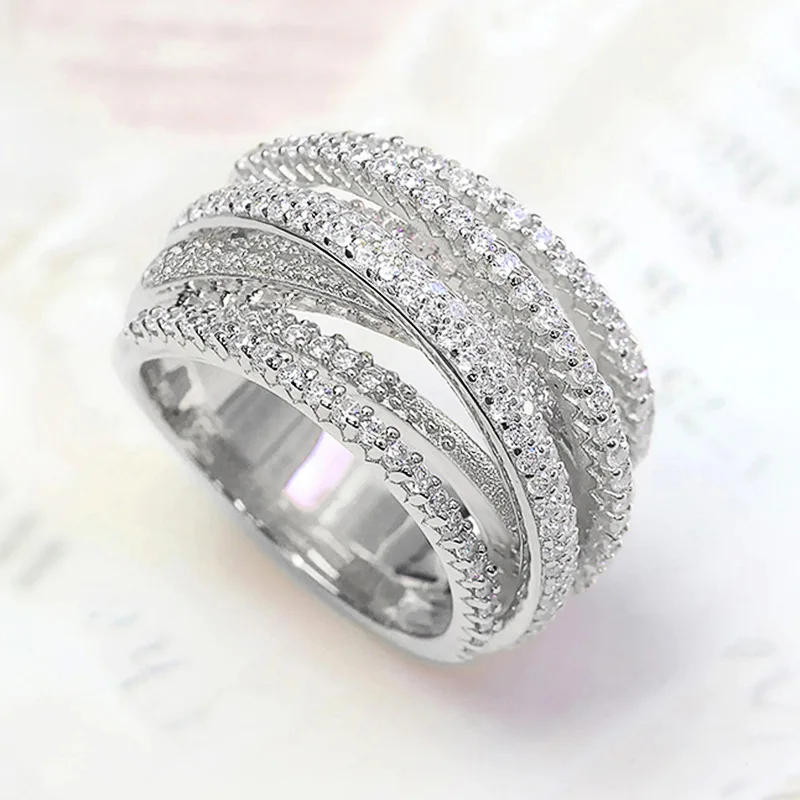Women's 925 Sterling Silver Multi Layered Cross Ring