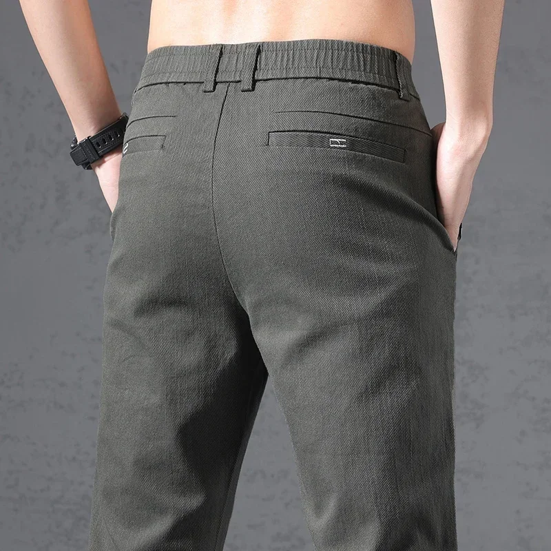 

Брюки мужские эластичные зеленые повседневные, Классические деловые приталенные джоггеры, длинные брюки стрейч, весна-осень 2023