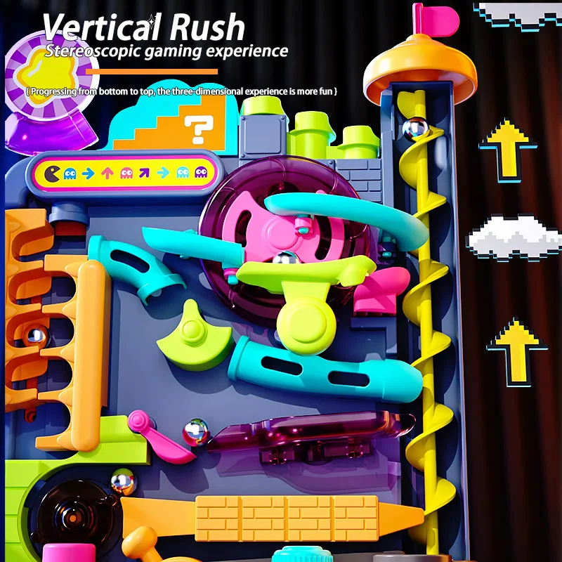 Lernspielzeug für Montessori: Mehrschichtiges Track-Abenteuerspiel, rollendes Ballmodell, interaktives Gehirn-Boosting-Spielzeug für Kinder