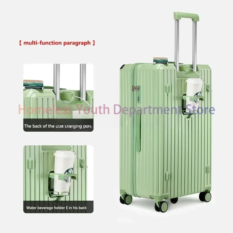 2022 new multifunction trolley case water proof smart luggage with usb charging Port suitcase with cup holder