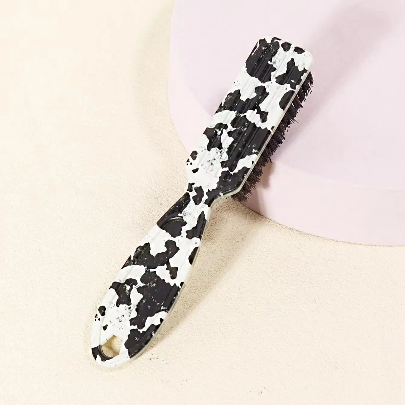 Hair Styling Edge Brush with Cow Print Design