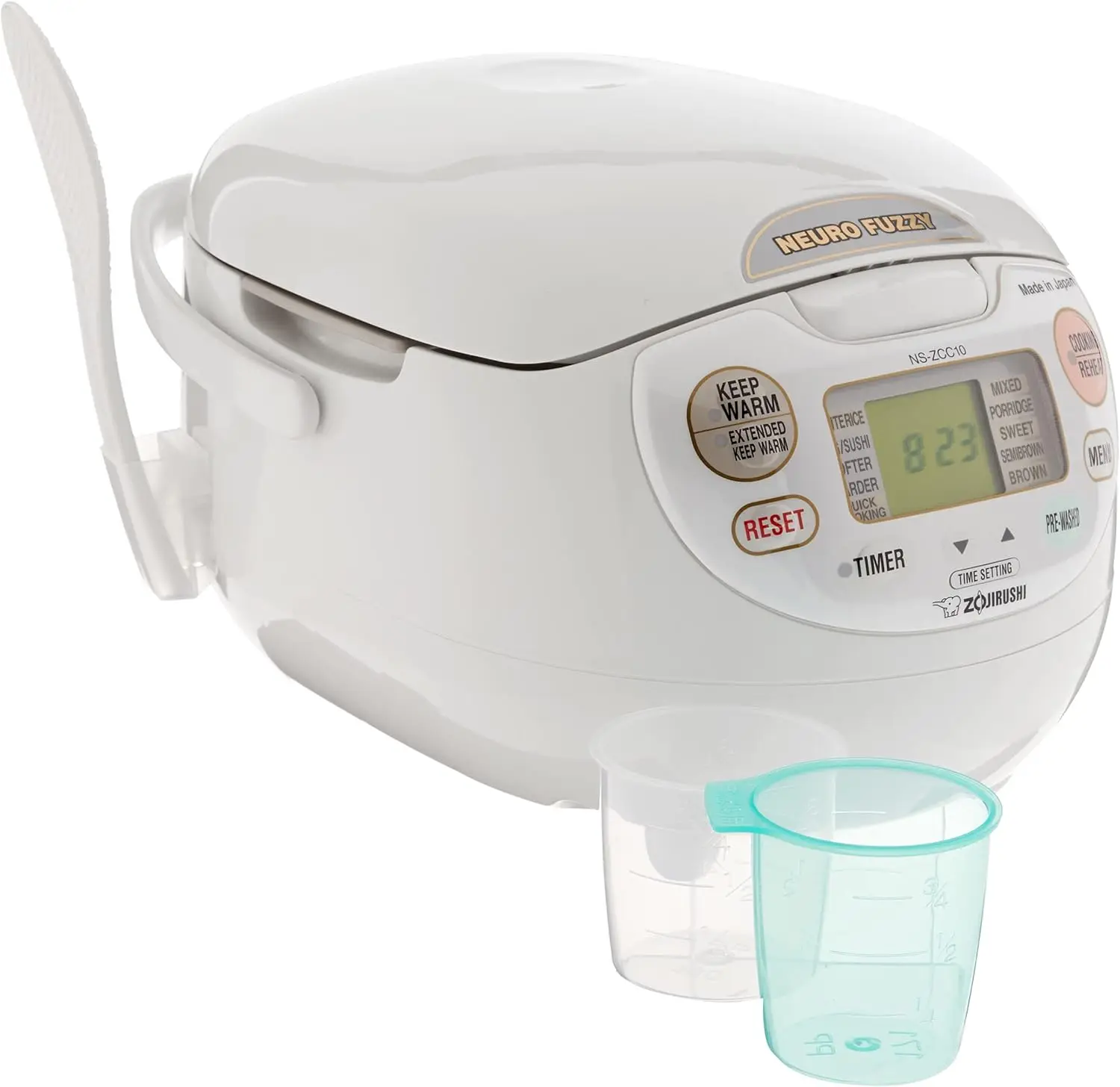 Zojirushi NS-ZCC10 5-1/2-Cup Neuro Fuzzy Rice Cooker and Warmer، أبيض ممتاز