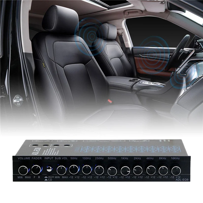 

N82R 2X 9 Band Equalizer High Performance 9 Equalization Bands 12V DC For Boat RV Car Metal With CD AUX Input DSP Chip Output