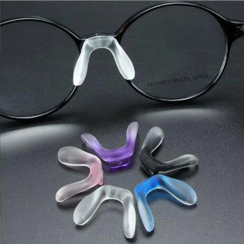 

Colored U Silicone Conjoined Siamese Saddle Eyeglass Soft Nose Pads for Insert On Glasses Translucent Anti-Slip Nose Pad