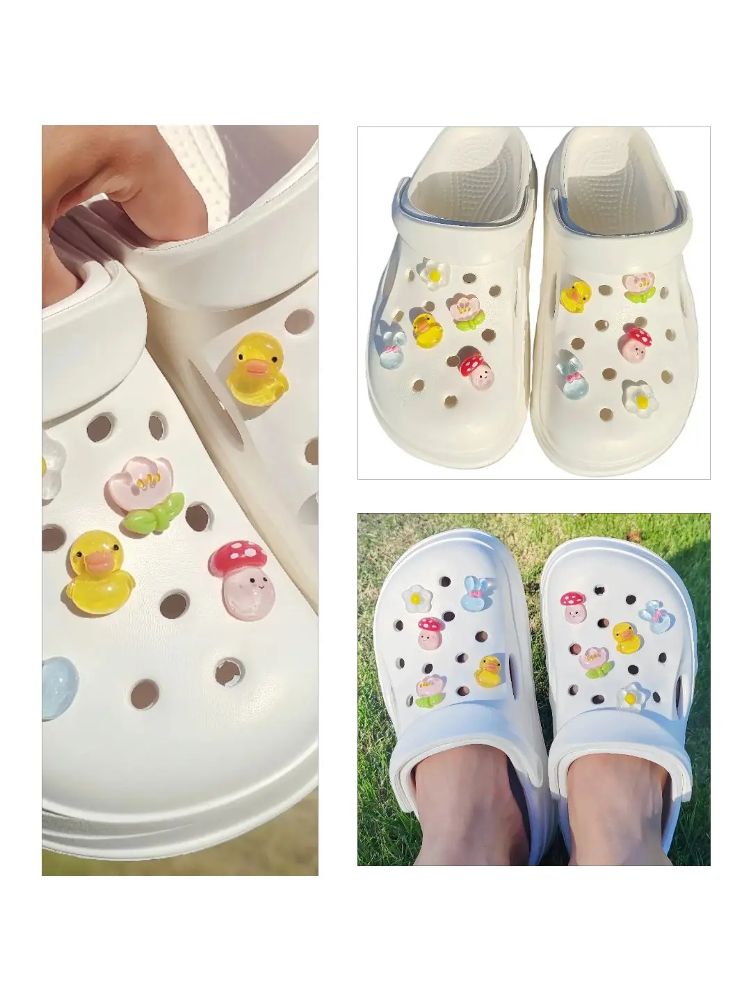10 Piezas/Set de Accesorios de Cristal para Zapatos de Jardín con Diseño de Pato, Accesorios Recortados para Zapatos, Accesorios DIY Florales para Zapatos, Sandalias de Mujer, Zapatos de Playa, Novedad