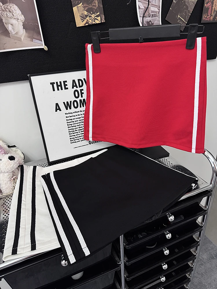 

Привлекательная красно-белая юбка в стиле High Street для женщин, летняя спортивная версия, облегающая, для повседневной носки