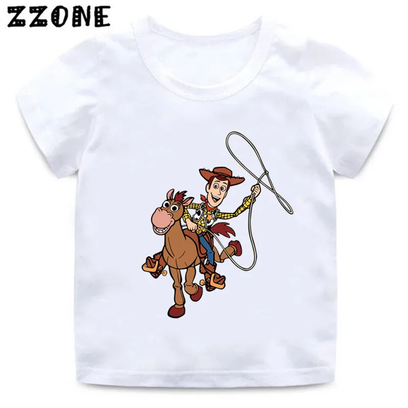 Toy Story Buzz Lightyear Woody Stampa Cartoon Bambini T-shirt Divertenti Vestiti per ragazze Neonati maschi T-shirt Estate Bambini Top, ooo5811