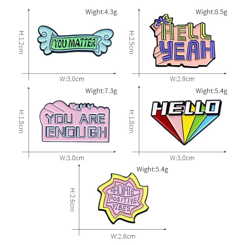 Greetings Slogan Enamel Lapel Pins Rainbow Banner  HELLO,YOU MATTER,Brooches Badges Fashion Pins Gifts Wholesale Jewelry